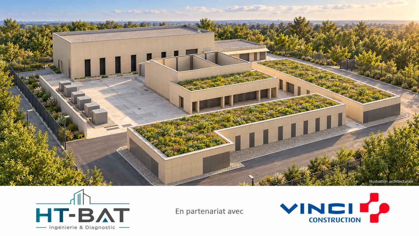 Vue architecturale d’un poste électrique — illustration